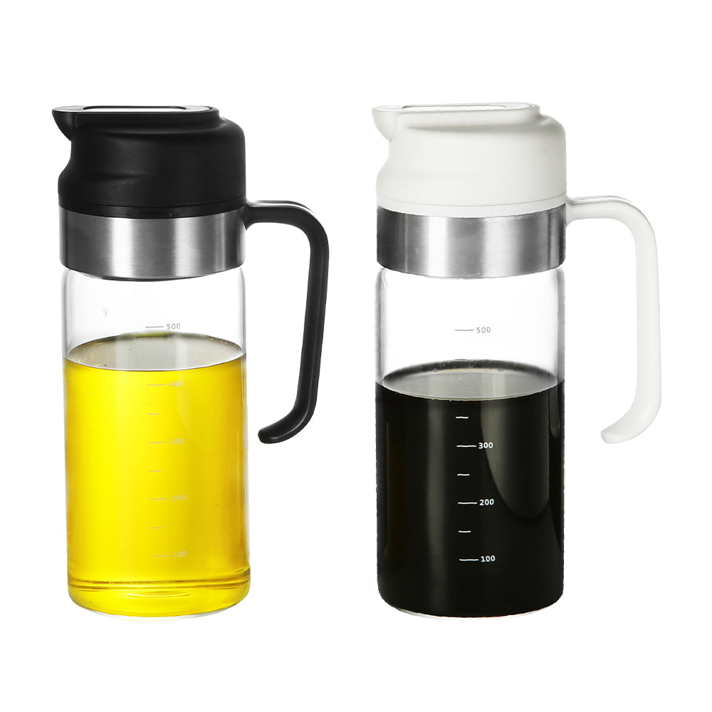 Botella para aceite/vinagre con apertura automática de vidrio borosilicato