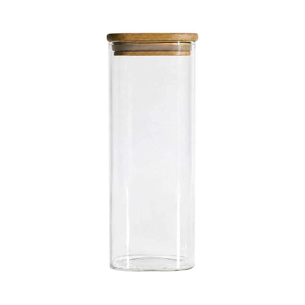 Tarro de almacenamiento de vidrio de borosilicato con tapa de bambú
