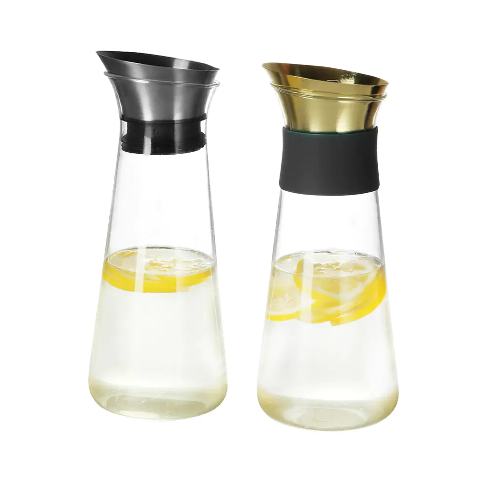 Jarras cónicas de agua de vidrio de borosilicato con tapas
