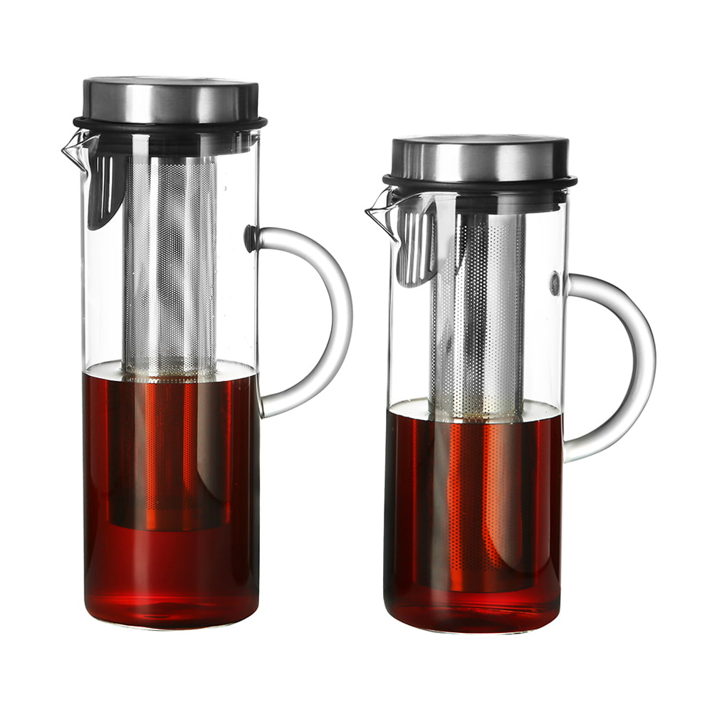 Cafetera fría de vidrio de borosilicato con filtro de acero inoxidable