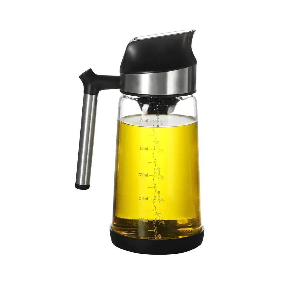 Dispensador automático de aceite de vidrio con mango y escala de medición