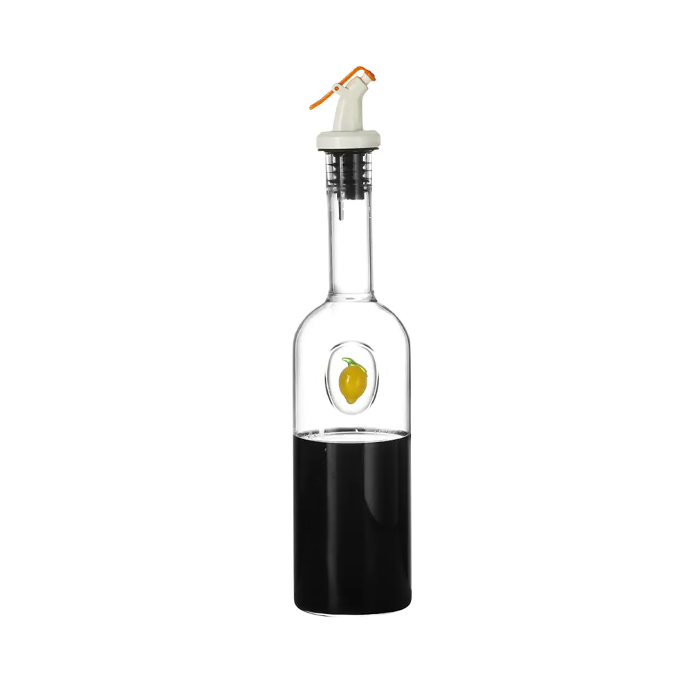 Botellas dispensadoras de vinagre y aceite de vidrio delgadas con tapón con boquilla vertedora