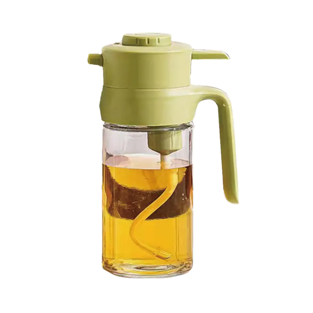 Pulverizador de aceite de vidrio con asa, tapa verde