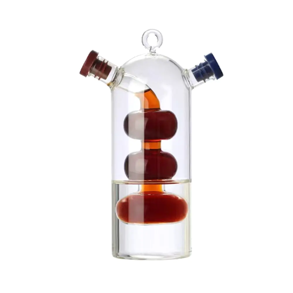 Dispensador creativo de aceite y vinagre de vidrio de doble cámara